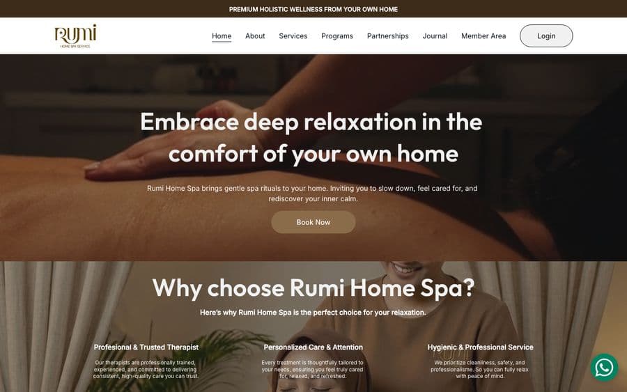Rumi Home Spa website preview
